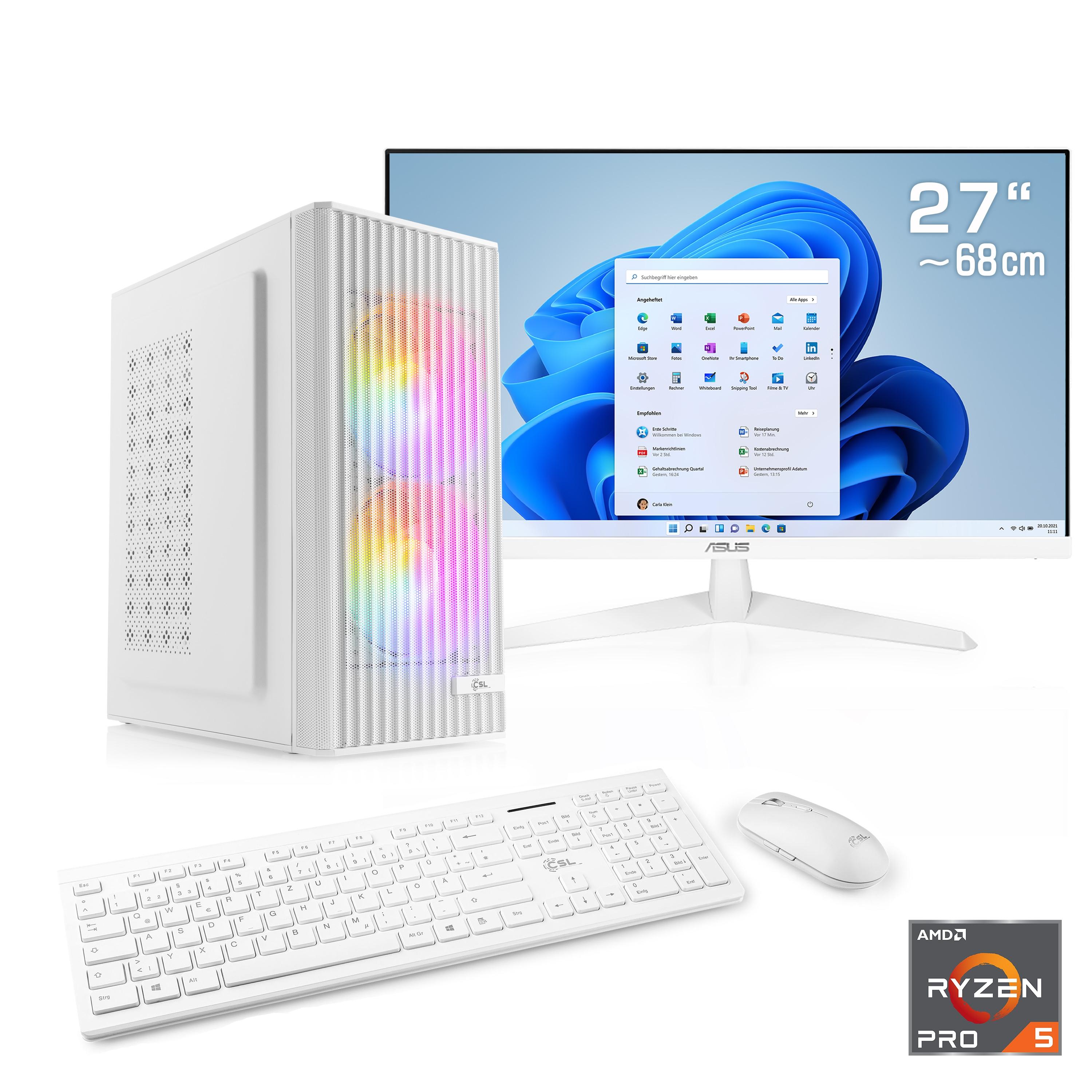 CSL PC-Komplettsystem "Spectrum V24577", Energieeffizienz: D (A-G), weiß, Microsoft Windows 11 Home (64 Bit), 32 GB RAM 1.000 GB SSD, Computer_Komplettsysteme