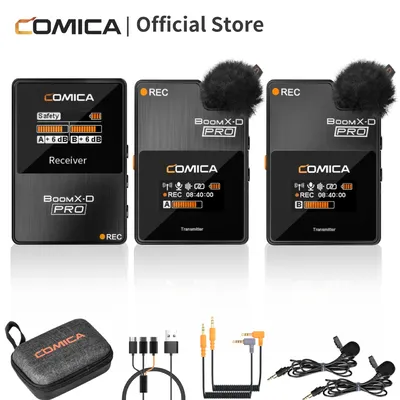 Comica BoomX-D PRO Drahtloses Mikrofon für Canon Nikon Sony Fujifilm Kamera Smartphone PC, 2,4 G kabelloses Ansteckmikrofon für Audio