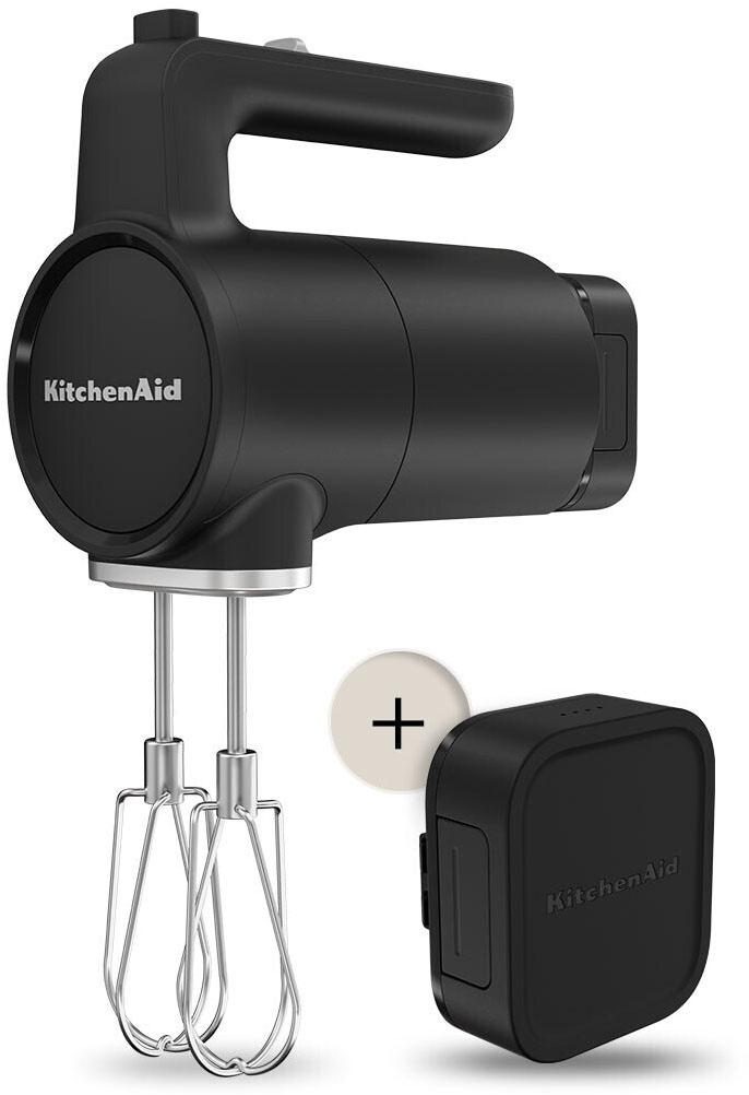 KITCHENAID Handmixer "5KHMR762BM", schwarz (matt schwarz), B:9,5cm H:17cm T:30,45cm, Mixer, mit Akku