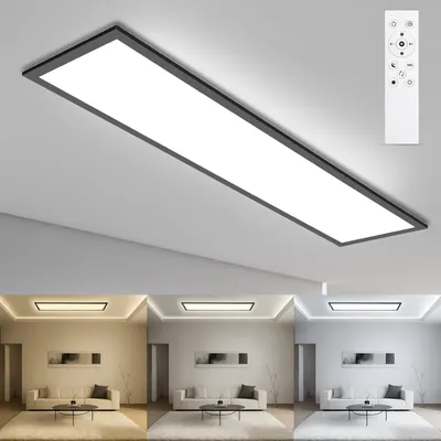 LED Panel Deckenleuchte 100x25cm 30W 3300LM Dimmbar mit Fernbedienung 3000-6500K Memory Funktion