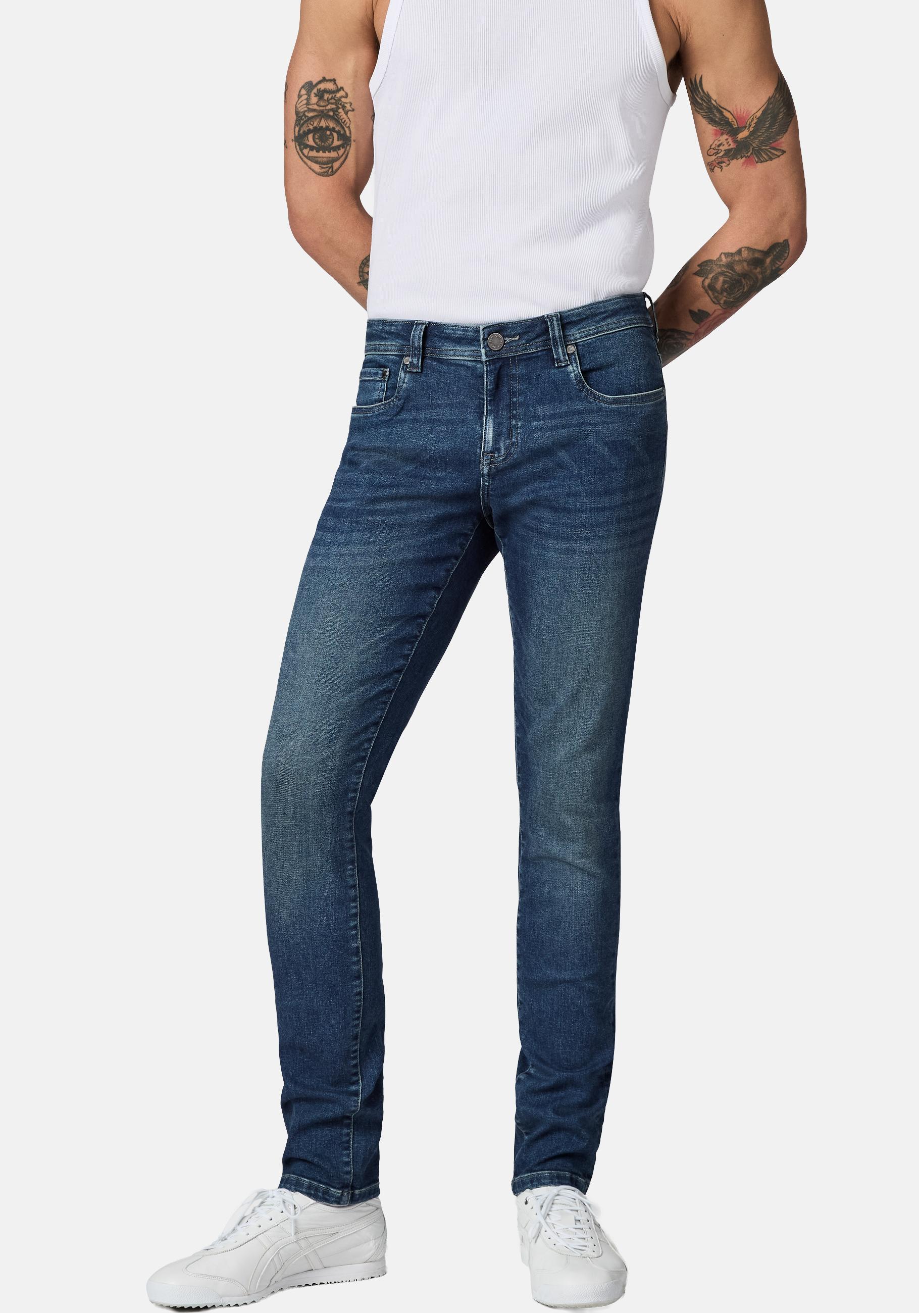 Slim-fit-Jeans PEAK TIME "Mailand", Herren, Gr. 32, Länge 32, blau, Denim/Jeans, Material: 87% Baumwolle, 11% Polyester, 2% Elasthan, Basic, slim fit lang, Jeans Slim-fit-Jeans, Herren Jeans mit super hohem Stretch-Anteil