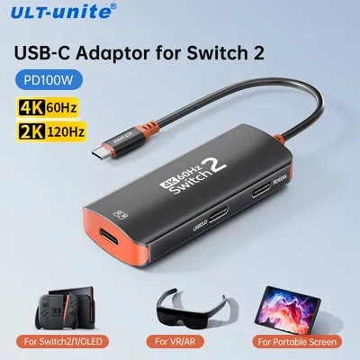 4K60Hz USB-C Hub für Nintendo Switch 2/Oled 2K120Hz Typ-C Switch Adapter 10Gbps 100W Dockingstation für Steam Deck Laptop