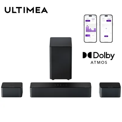 ULTIMEA 5.1 Soundbar mit Dolby Atmos, 3D-Surround-System Soundbar für TV mit Kabellosem Subwoofer, APP-Steuerung, Heimkino-TV