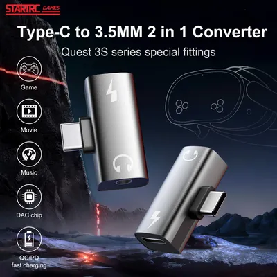 Geeignet für Meta Quest 3S VR-Brillen, spezieller Adapter Typ C auf 3,5 mm Audio-Port-Adapterzubehör