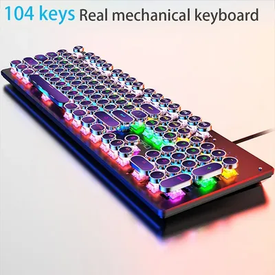 Retro Punk Mechanische Tastatur Blau Schwarz Braun Schalter 104 Tasten USB Wired Gaming Tastaturen RGB Hintergrundbeleuchtung Für PC Laptop Gamer