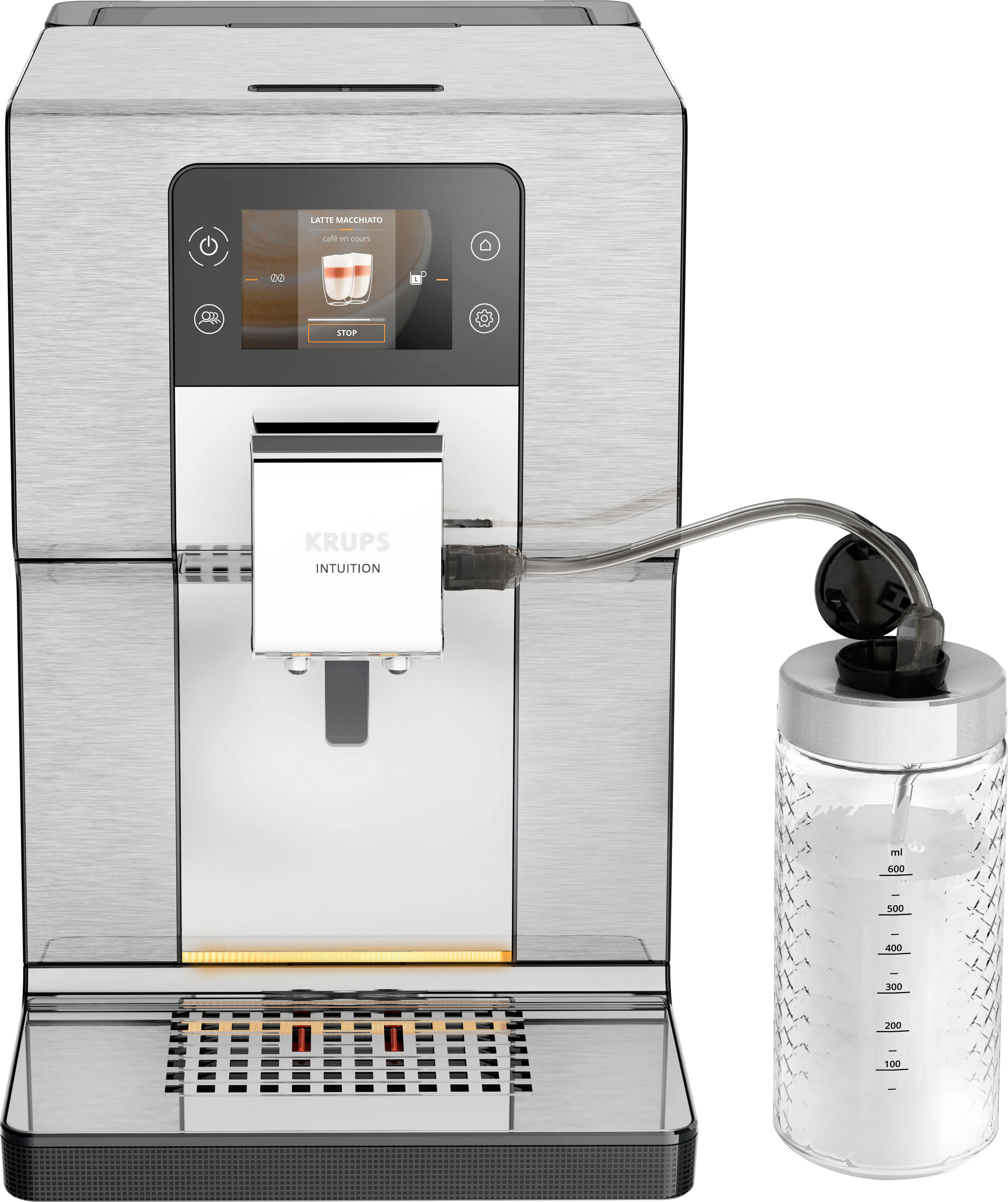 KRUPS Kaffeevollautomat "EA877D Intuition Experience+", schwarz (edelstahl, schwarz), B:28cm H:40cm T:44cm, Kaffeevollautomaten, 21 Heiß- und Kaltgetränke-Spezialitäten, geräuscharm, Farb-Touchscreen, Kaffeevollautomat