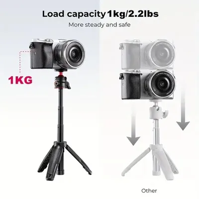 Tragbares Ausziehbares Stativ, Kompatibel mit Smartphones, DJI Canon Sony Kameras, Live-Streaming-Halterung, Reisefreundlich