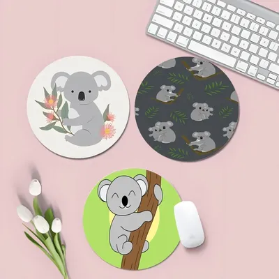 Coole niedliche Cartoon Koala Anti-Rutsch-Runde Kawaii Cartoon Anime Gaming Mauspad Tastatur Maus Matten Deskpad Mädchen Teen Mädchen Schlafzimmer