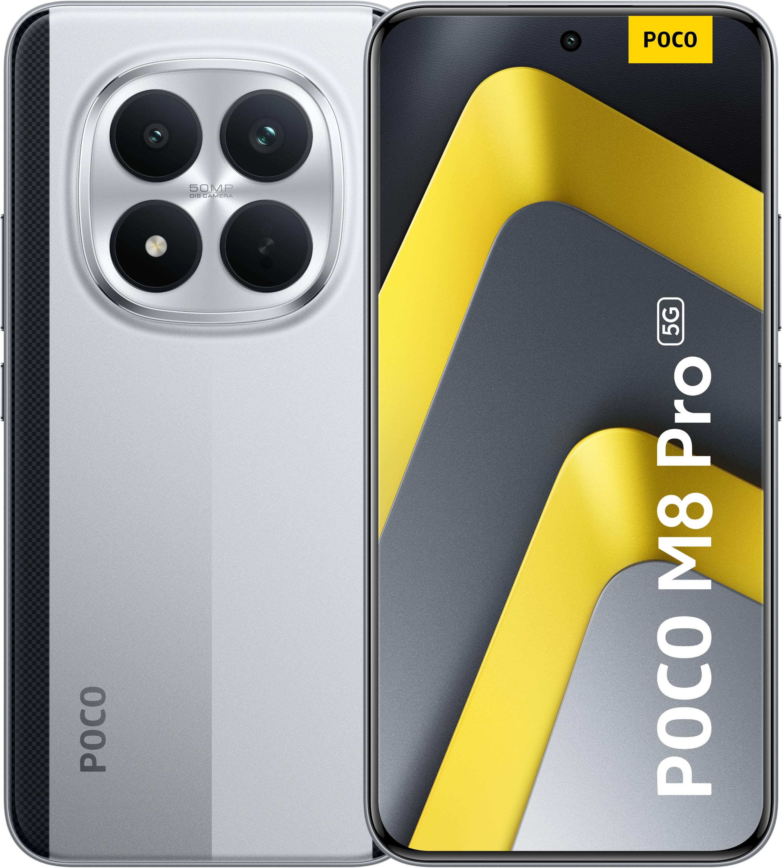 XIAOMI Smartphone "POCO M8 Pro 5G 12+512", Energieeffizienz: B (A-G), silberfarben, 512 GB, Mobiltelefone