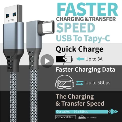 Kabel USB A Zu Typ C 5M Für Meta Quest 2 Oculus Quest 2 Link VR Gläser Virtual Reality Headset Gaming helm Spiel Zubehör
