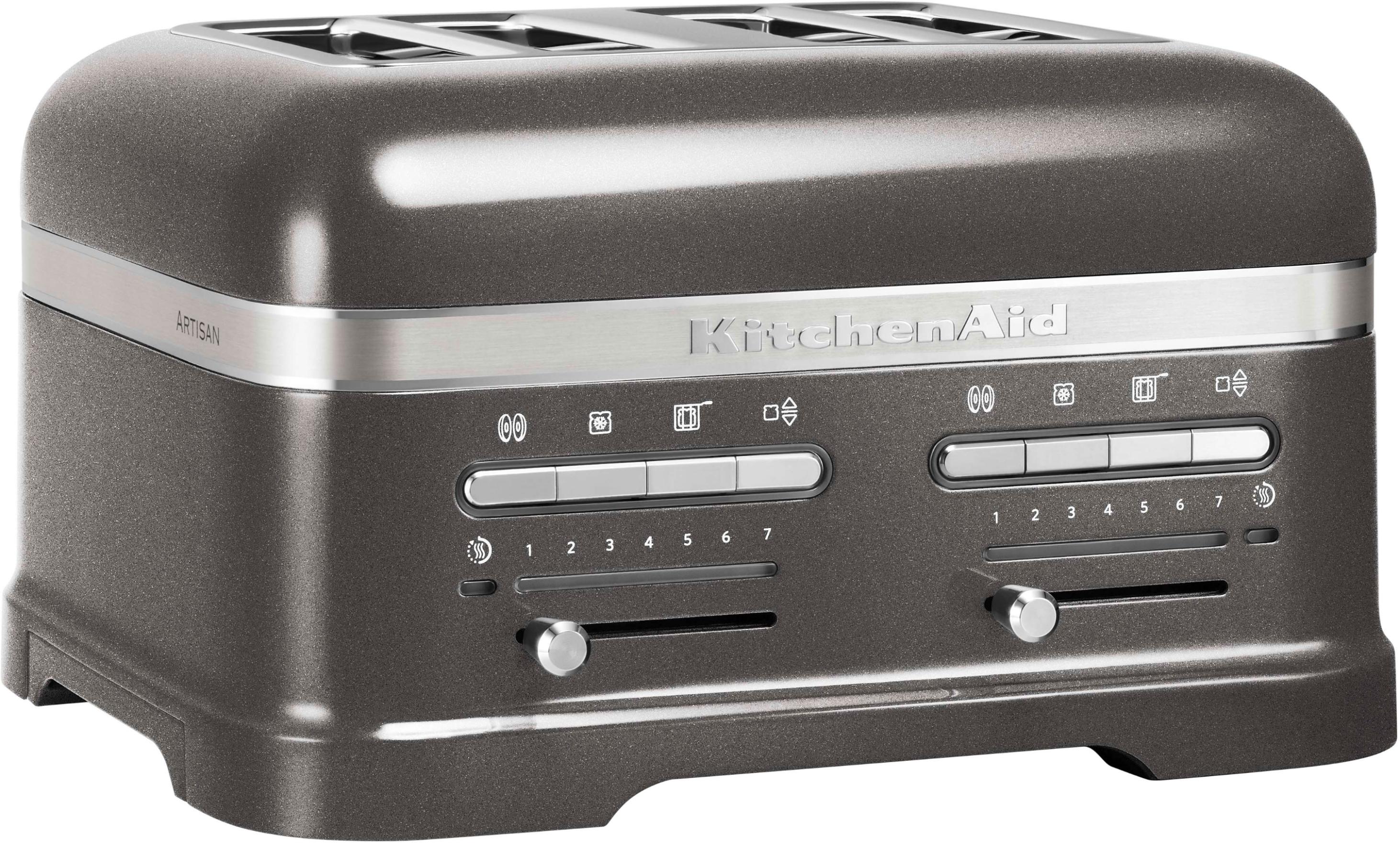 KITCHENAID Toaster "Artisan 5KMT4205EMS MEDALLION-SILBER", silber (medallion, silber), B:34,8cm H:20,5cm T:30,4cm, Toaster, mit Sandwichzange