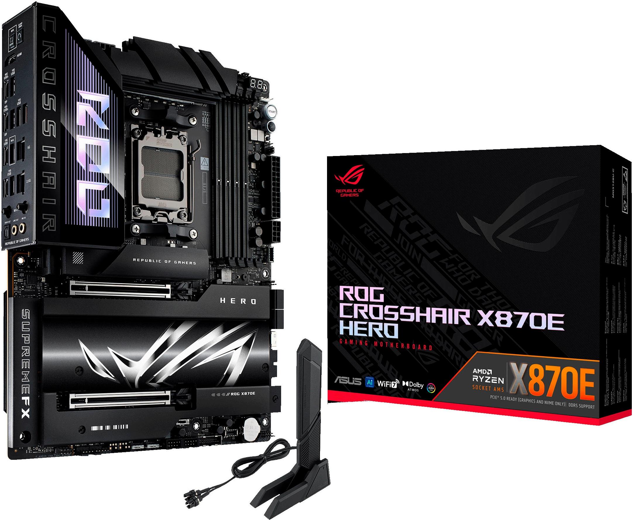 ASUS Mainboard "ROG CROSSHAIR X870E HERO", schwarz, B:36,7cm H:11,5cm T:31cm, Mainboards