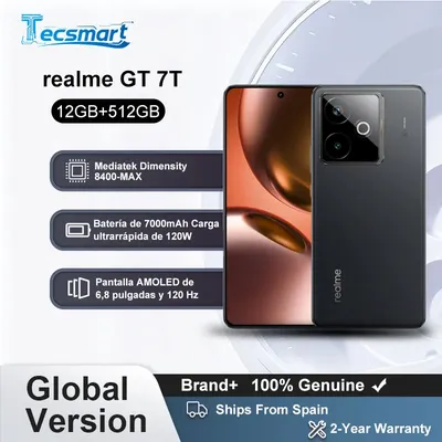 Smartphone – Realme GT 7T 5G Global Version AI Mediatek Dimensity 8400 Max. 6,8 Zoll AMOLED-Display 7000 mAh Akku 120 W Aufladung