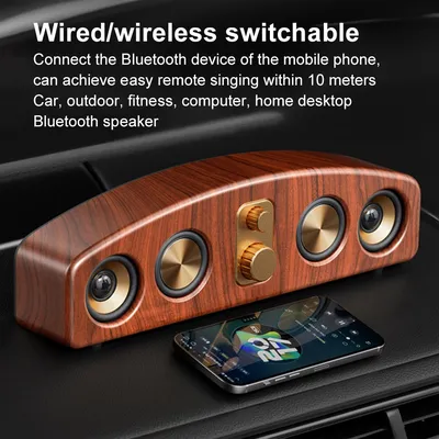 Neuer Kabelloser Bluetooth-Lautsprecher mit Holzmaserung, Retro-Desktop-Design, Hochleistungs-3D-Stereo-Subwoofer, Computer-Audio, Tragbare Soundbar