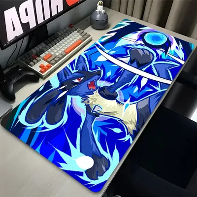 Gaming Mauspad Mauspad Anime Pc Zubehör Mousepad P-pokemon Lucario Xxl Matte Gamer Große Schreibtisch Matte Erweiterte schreibtisch Playmat