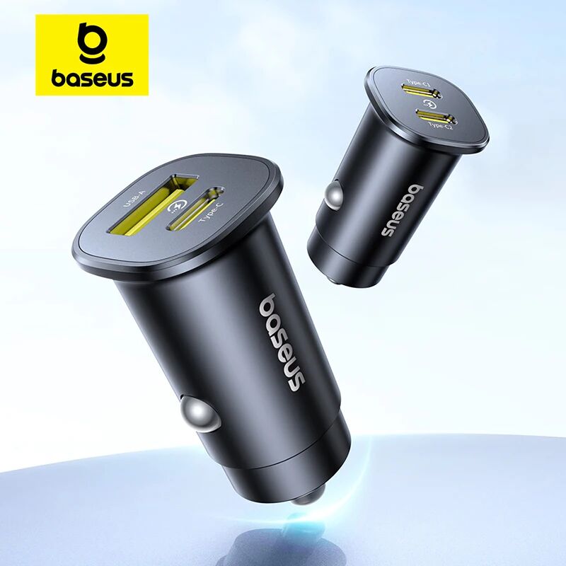 Baseus 30 W Autoladegerät Schnellladung Dual Port USB Typ-C PD QC FCP AFC für iPhone 16 15 Samsung S24 S25 Xiaomi Huawei Tablet