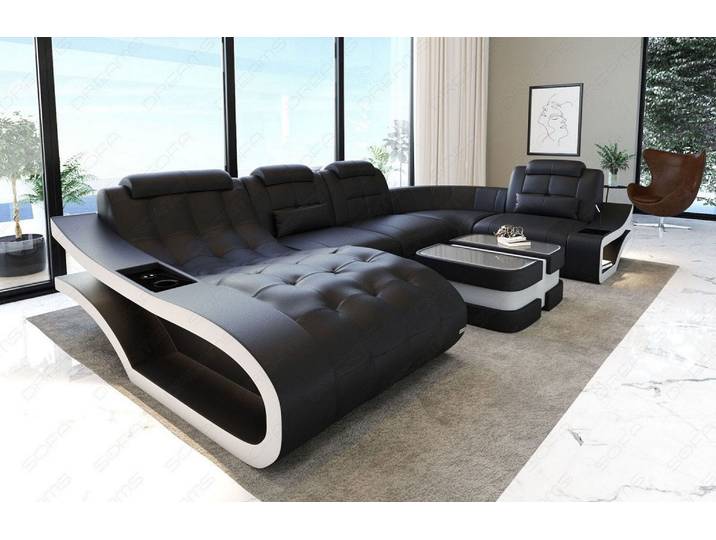 Leder Wohnlandschaft Elegante U-Form