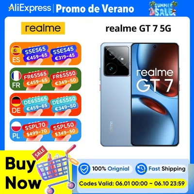 Globale Version realme GT 7 5G Smartphone Mediatek Dimensity 9400e Chipsatz 6,78 Zoll AMOLED 7000mAh 120W Schnellladung