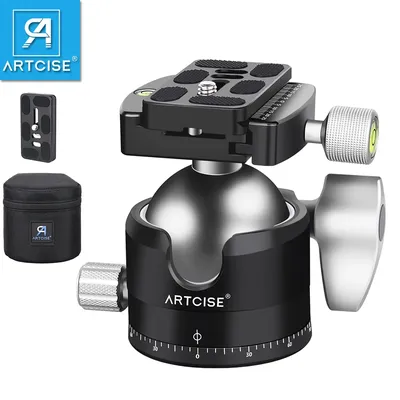 ARTCISE EB56 Low-Profile-Stativ-Kugelkopf, 56 mm Kugel, Ganzmetall, CNC 360 ° Panorama-Kugelkopf für digitale Spiegelreflexkameras, maximale Belastung 40 kg