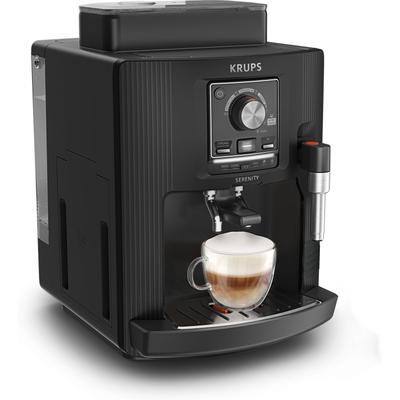 KRUPS Kaffeevollautomat "Serenity", schwarz, B:29,7cm H:47,3cm T:39,1cm, Kaffeevollautomaten, 4 Getränke, Dampfdüse, automatische Reinigung, Doppeltassen-Funktion, Kaffeevollautomat