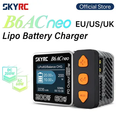 SKYRC B6ACneo Ladegerät DC 200W AC 60W 10A Balance Ladegerät Entlader Digital LiPo LiFe LiIon LiHV NiMH NiCd Pb Smart Batterie
