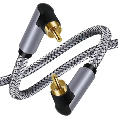 90-Grad-Digital-Audio-Koaxialkabel 75 Ω Cinch-Stecker Stereokabel Lautsprecher Hifi SPDIF-Kabel für Soundbar CD DVD AV TV