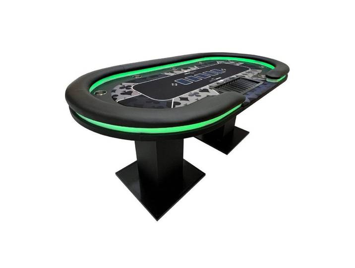 HOME DELUXE Spieltisch LED Pokertisch FLUSH 213 x 106 x 78 cm, (1-tlg), mit LED Beleuchtung I Spielertisch Poker Tisch Casino