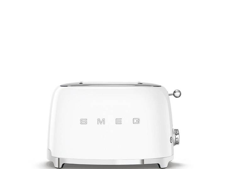 Smeg Toaster 50´s Style, Weiß, Metall, 31x19.8x19.5 cm, einseitiges Toasten, Krümelschublade, Auftaufunktion, Aufwärmfunktion, Schnellstoppfunktion, Cool-Touch-Gehäuse, wärmeisoliertes Gehäuse, automatischer Auswurf nach Röstende, automatische Zentrierung der Toastscheibe, Bagel-Funktion, Küchengeräte, Toaster