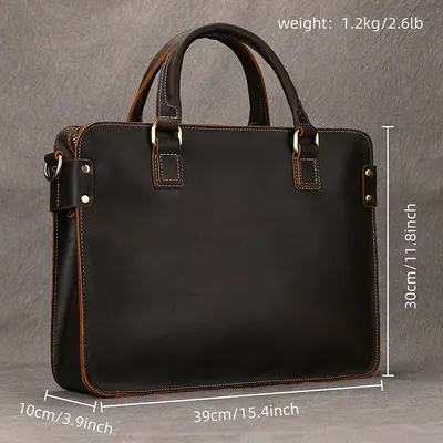 Echt leder Herren Aktentasche 15 Zoll Business Laptop Handtasche Computer Tasche Rindsleder männliche Umhängetasche Rindsleder Herren Tasche Tasche