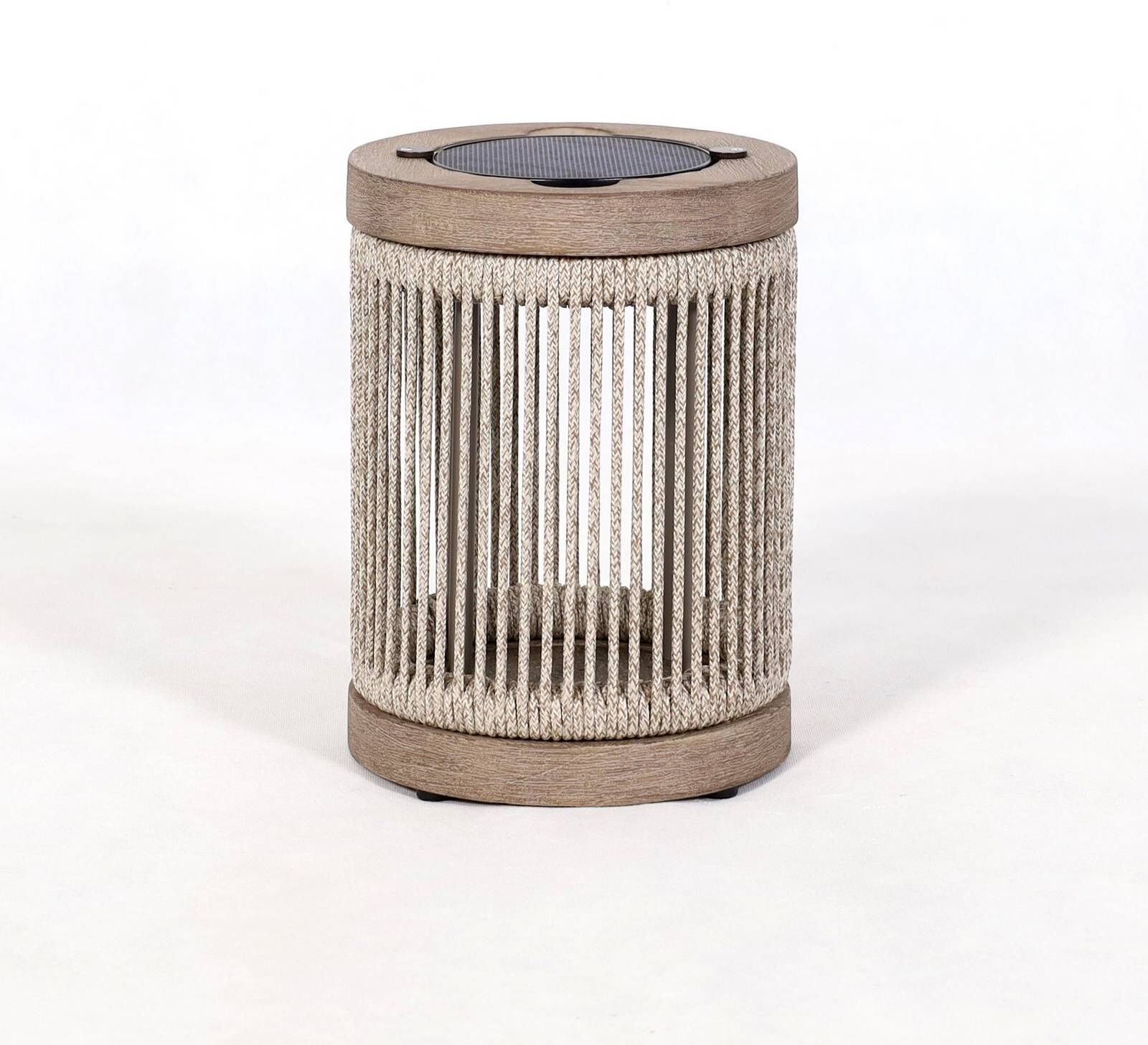 Les Jardins LED-Solartischleuchte Rop&Strip, grau/beige dimmbar, creme / amber, Holz, Solarleuchten