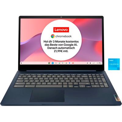 LENOVO Chromebook "IdeaPad 3 Chrome 15IJL6", blau (abyss blau), 8 GB RAM, Celeron, Google Chrome OS, Notebooks, ChromeOS, Clamshell Laptop with Full HD Panel, Topseller