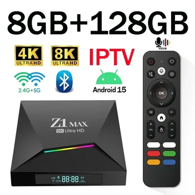8K Android 15 Z1 Max TV Box 4G 5G Dual WiFi Media Player Unterstützung All winner H618 Quad Core BT 5.0 Voice Fernbedienung IPTV 4K 8K TV Box