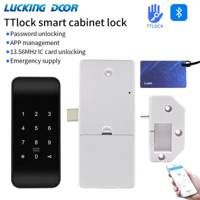 TTLOCK 13,56 MHz Fingerabdruck-Schubladenschloss Möbel RFID BLE Schrank Spind USB-Lade-App Smart Lock für Spa Schwimmbad Fitnessstudio