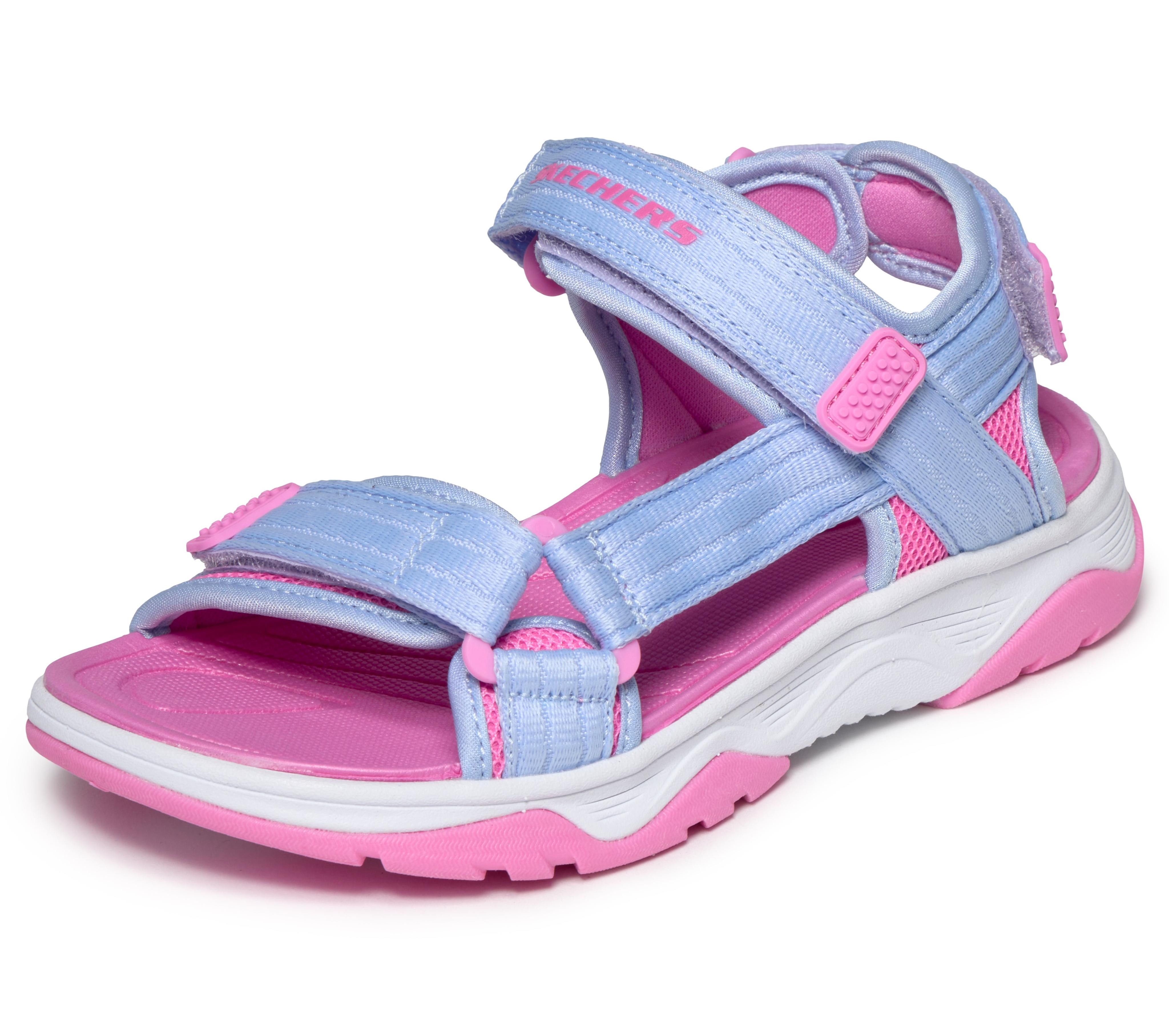 Sandale SKECHERS "TREAD SEEKER", Mädchen, Gr. 36, violett, Textil, Mesh, kontrastfarbene Details, Schuhe Sandale, Sommerschuh mit Klettverschluss, Größenschablone zum Download