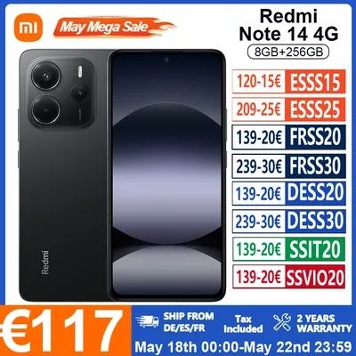 Redmi Note 14 4G smartphone European Version MediaTek Helio G99-Ultra NFC 108MP OIS Camera 6.67‘’ AMOLED Screen 5500mAh Battery