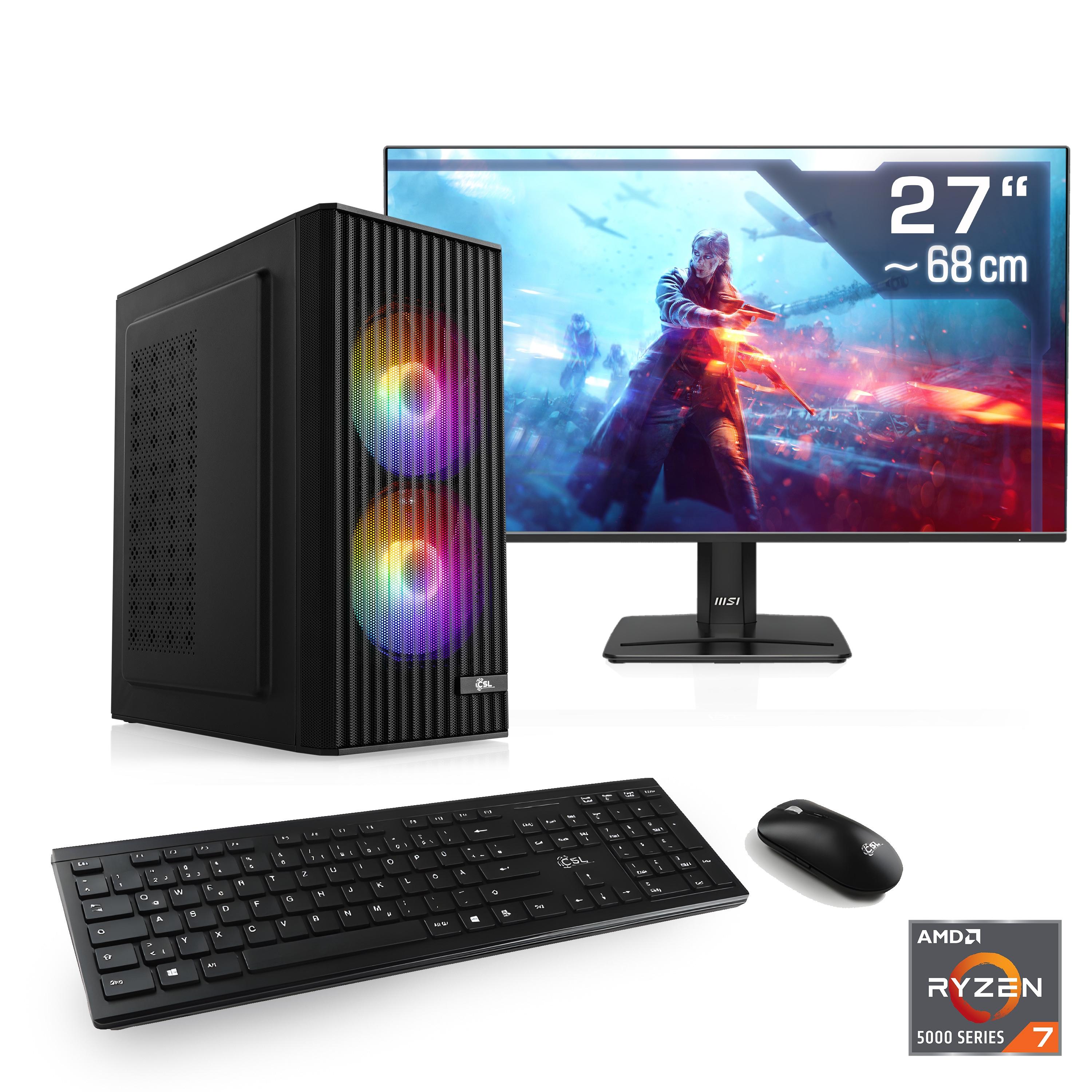 CSL PC-Komplettsystem "Spectrum V25273W", Energieeffizienz: E (A-G), schwarz, Microsoft Windows 11 Home (64 Bit), 16 GB RAM 1.000 GB SSD, Computer_Komplettsysteme