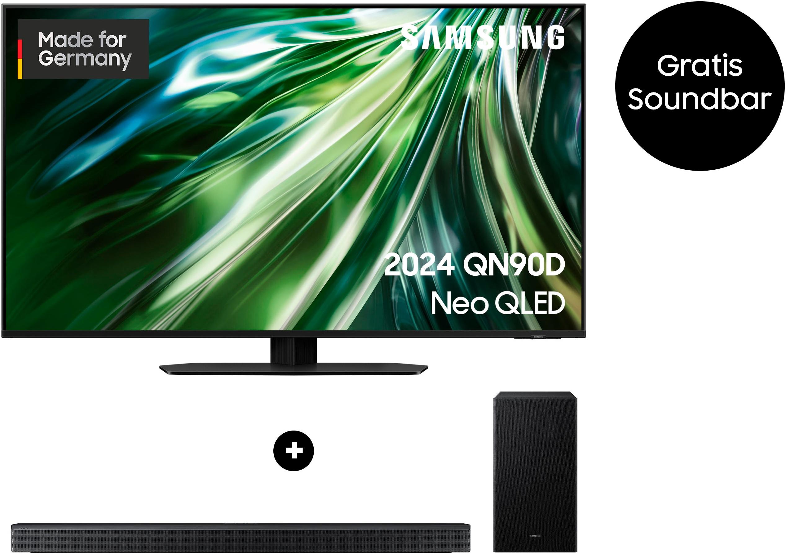 SAMSUNG QLED Mini LED-Fernseher "GQ50QN90DAT", Energieeffizienz: F (A-G), titanschwarz, schwarz, 50 ″, Fernseher, + HW-B760GF