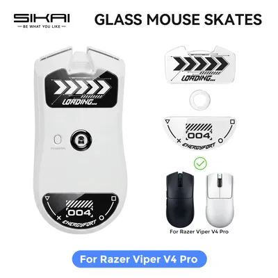 Glas-Mausgleiter für Konsistentes und Kontrollierbares Gleiten, Polierte Runde Kanten, Super Ausgeglichen, Gaming-Mausfüße für Razer Viper V4 Pro