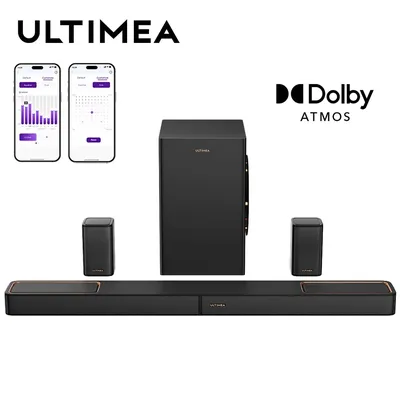 ULTIMEA Skywave F40 Boom 5.1.2-Kanal Soundbar mit Dolby Atmos, Surround-Sound-System für TV mit Subwoofer & 2 Surround-Lautsprechern