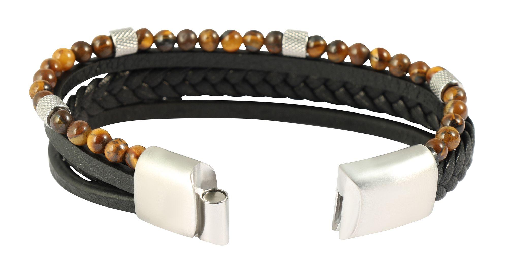 Armband ADELIA´S "Herren Armband – Lederarmband aus Leder 17 cm", schwarz, Armbänder, Herren, 17cm, Leder, Armband, Schöne Geschenkidee zum Valentinstag