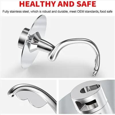 Edelstahl-Spiral-Knethaken für Kitchenaid-Standmixer-Teile, passend für 4,5–5 QT-Rührschüssel für Standmixer mit neigbarem Kopf, Y48A
