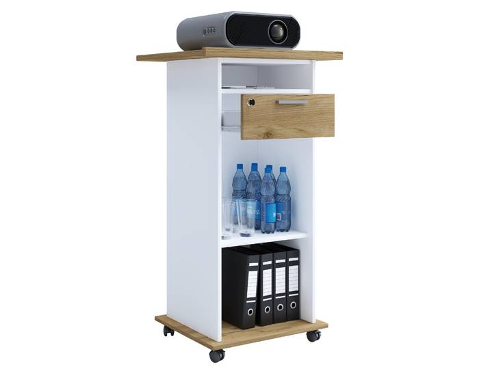 Wohnzimmertisch VCM Tisch Möbel Wagen Beamer Projektor Rollen Neta , braun (weiß, honig, eiche), B:60cm T:50cm, Sideboards, TVRack