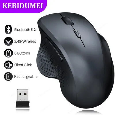 Dual-Modus Bluetooth 5,2 Maus 2,4G Drahtlose Maus 6 Tasten Wiederaufladbare Gaming Maus 1600DPI Optische Maus für PC Laptop Tablet