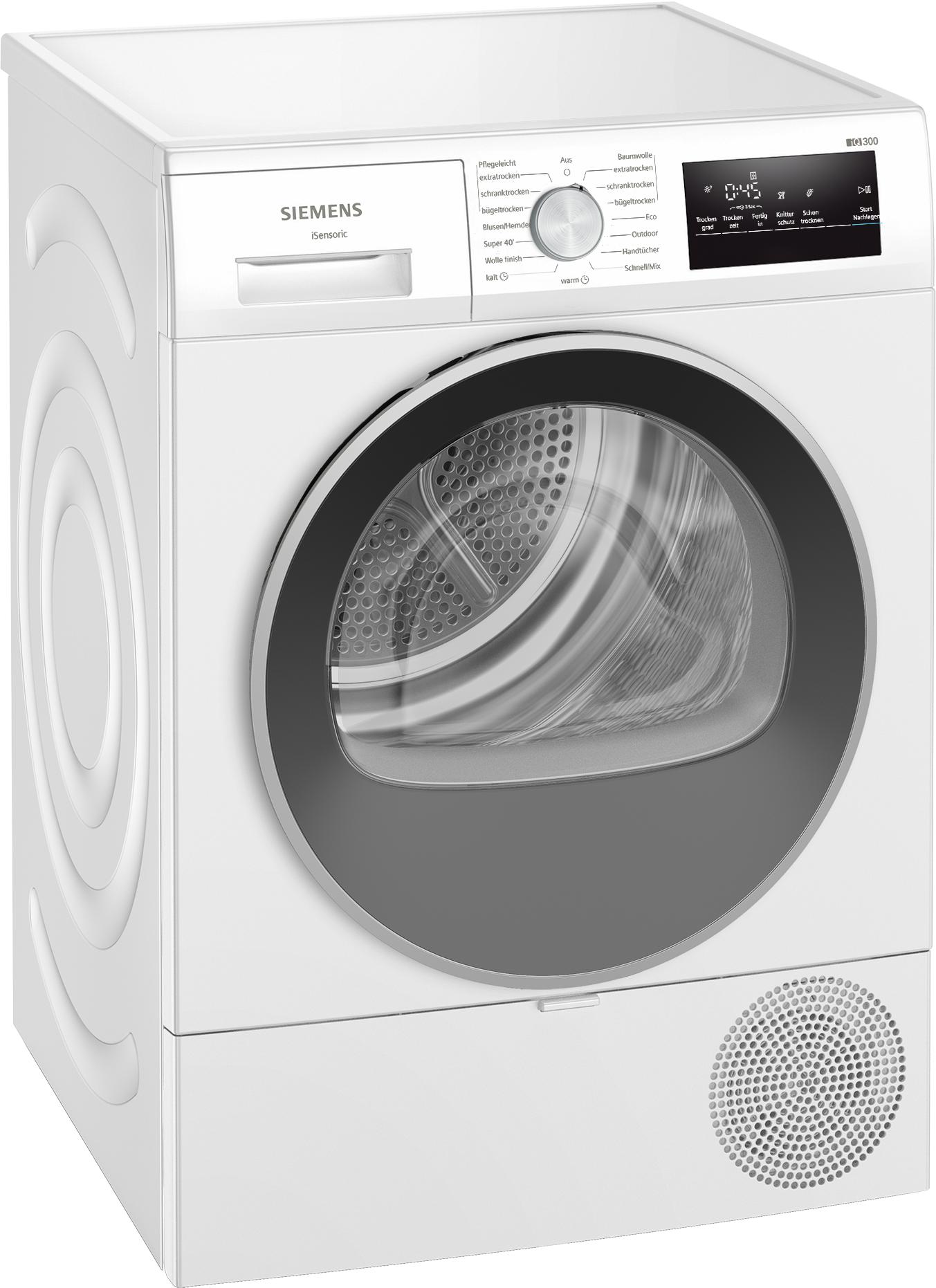 SIEMENS Wärmepumpentrockner "WT45HV0EM", Energieeffizienz: D (A-G), weiß, B:59,8cm H:84,2cm T:61,3cm, Trockner, Einfache Reinigung dank easyClean-Filter, Outdoor-Programm, Topseller