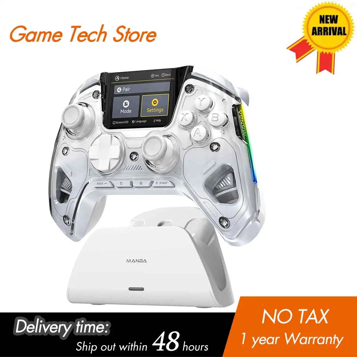 FIEHDUW Manba One V2 Wireless Gaming Controller für Switch/PC/iOS/Android Hall Effect Stick RGB Light 1800 mAh mit Ladestation