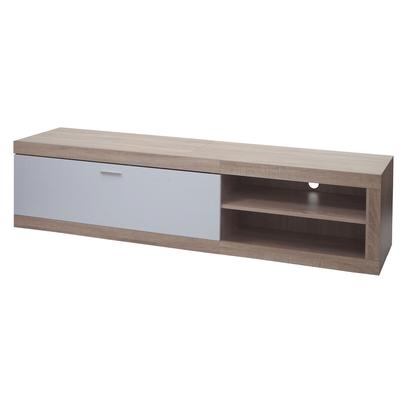 Décoshop26 - TV-Schrank mit zwei Staufächern und Türen 43 x 180 x 41 cm MDF Ausführung Weißeiche 04_0007854
