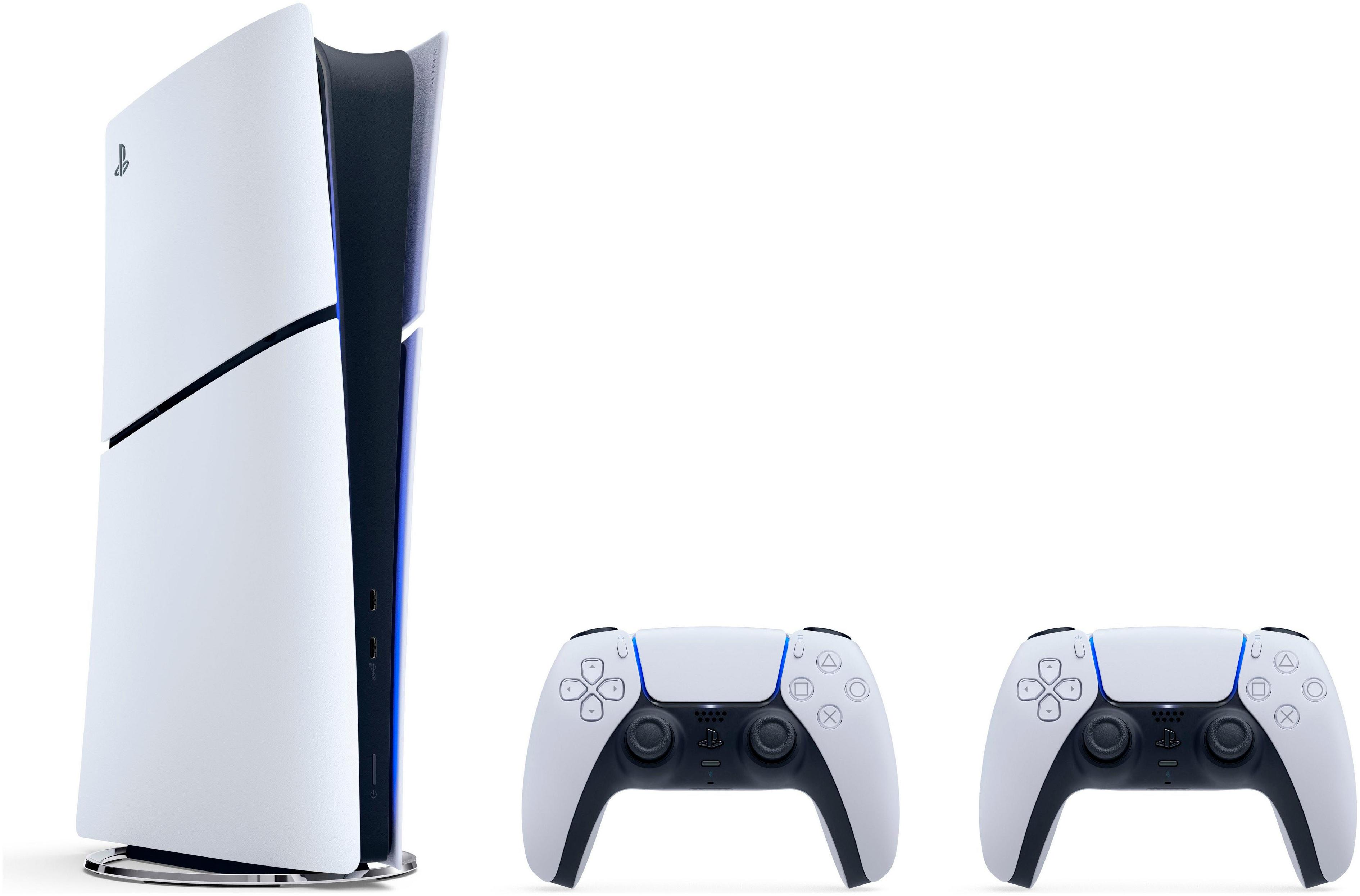 PLAYSTATION 5 Konsolen-Set "Digital Edition (Slim) inkl. zweitem DualSense Wireless-Controller", schwarz-weiß (weiß, schwarz), B:35,8cm H:8cm T:21,6cm, Spielekonsolen, Topseller