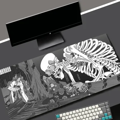 Japan weißen Schädel Gaming Mauspad Büro zubehör für Schreibtisch matte grau große Mauspad Anime Schreibtisch kawaii PC Gamer Maus matten