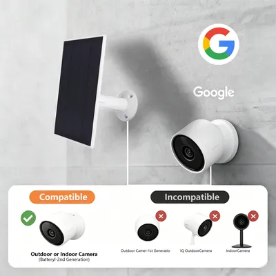 4W 5V Solarpanel für Google Nest Kamera, Outdoor-Solarzellen mit 360°-Abdeckung ° Halterung & 13ft Kabel; Schnellladendes Solar-Ladepanel