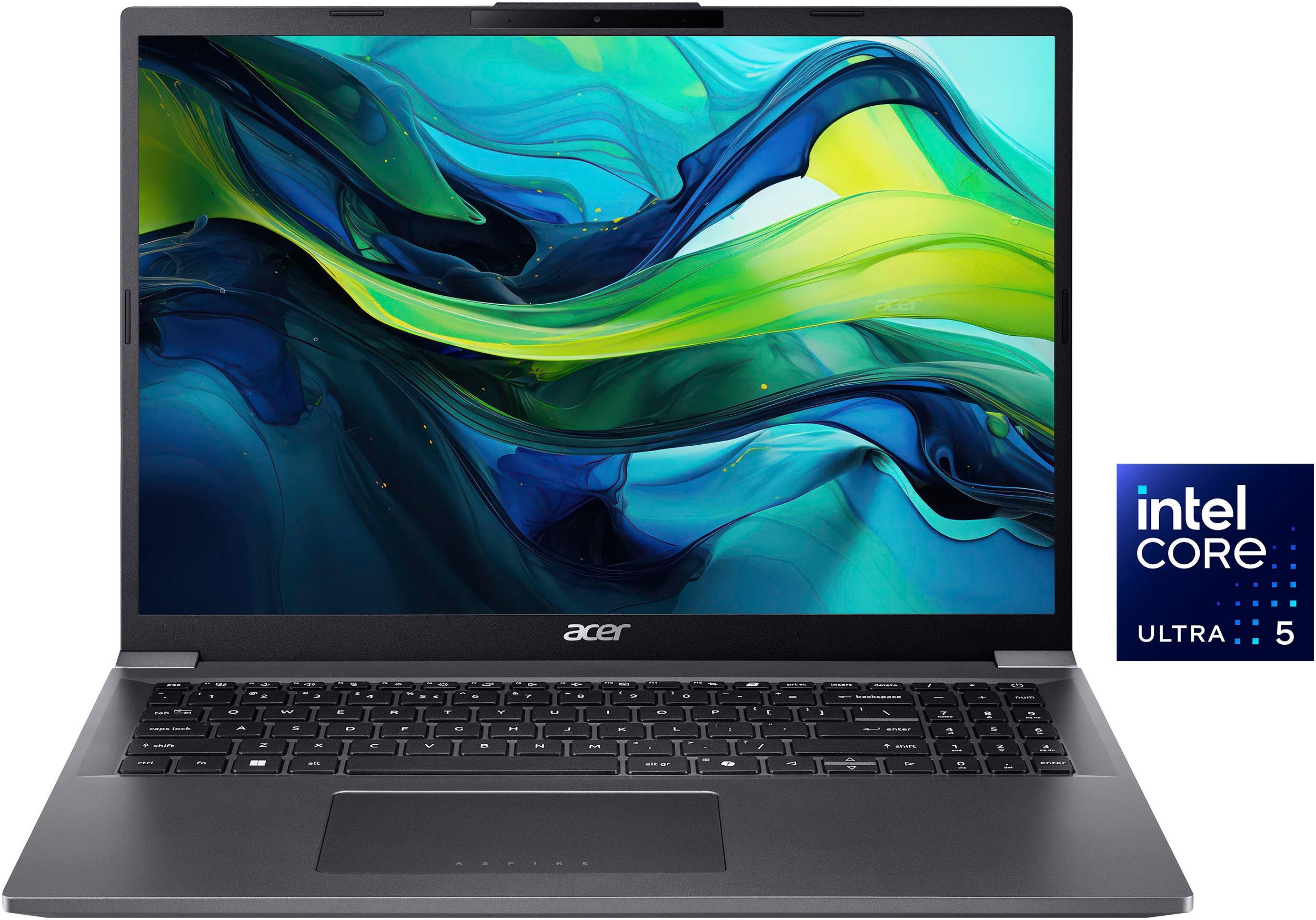 ACER Notebook "Aspire 16 A16-71M", grau (steel grau), 16 GB RAM 512 GB SSD, Core Ultra 5, Windows11Home64Bit, Notebooks